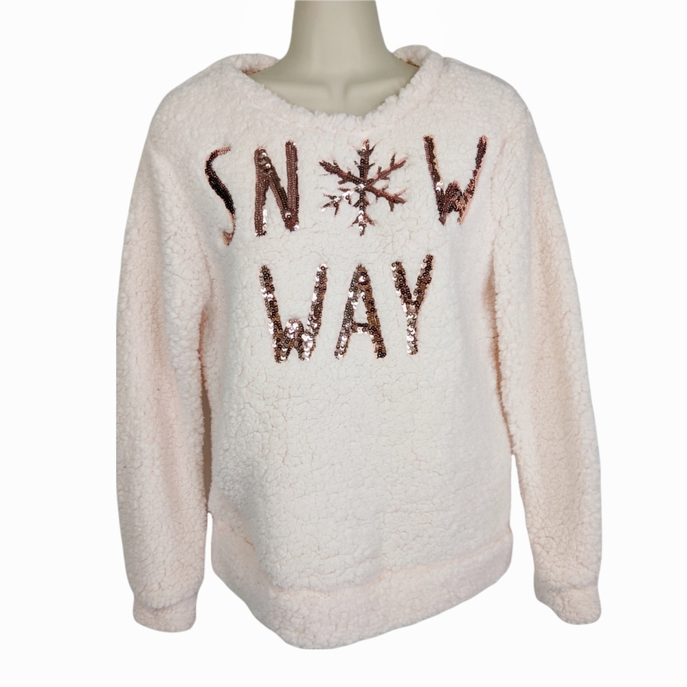 CHANCE OR FATE NWT 'Snow Way' Sequin Holiday Fleece Sz S